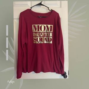 Children Place XL women Mom/daughter squad graphic tee-burgundy/gold